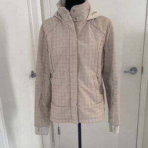 AVIA Windbreaker Jacket White Hood Zipper Warm Winter Jacket Size Large